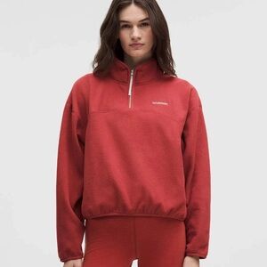 Lululemon Tumbled Fleece 1/2 Zip Jacket Dare Devil/Dove Grey/Light Ivory